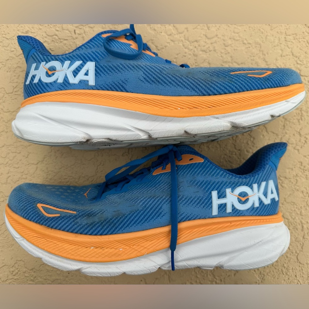 Hoka One One Clifton 9 Coastal Sky Blue Orange Running Shoes Men’s Size 12 VGC - Picture 15 of 16